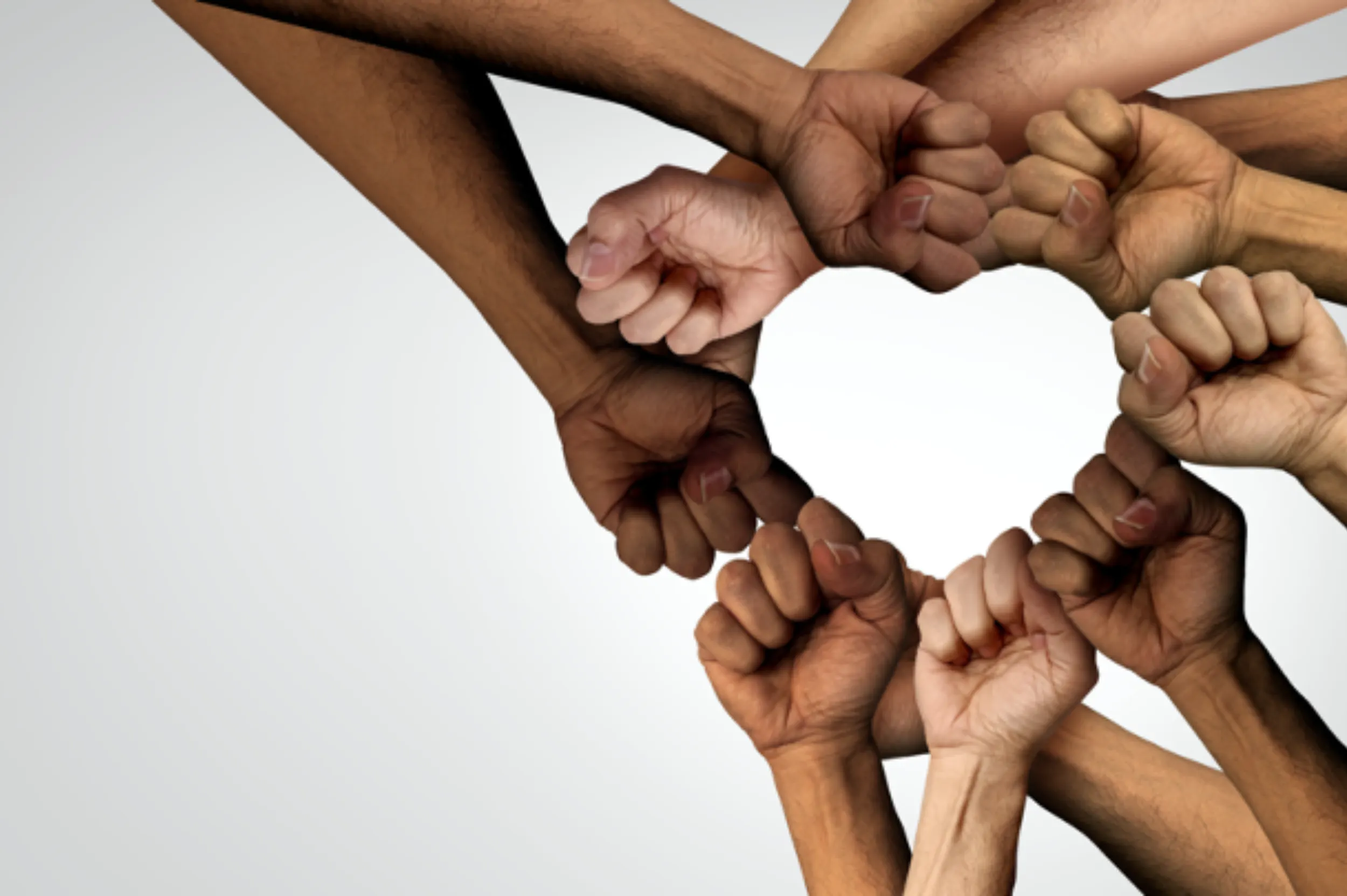 Hands together in the shape of a Heart